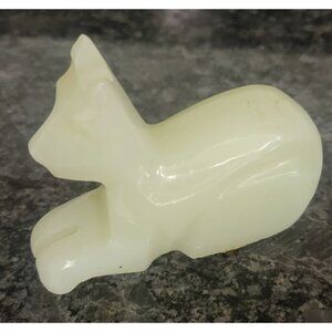 Vintage Hand-Carved Jade Fox Figurine White